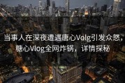 当事人在深夜遭遇唐心Volg引发众怒，糖心Vlog全网炸锅，详情探秘
