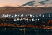 黑料王又出大瓜，细节令人发指！揭露背后的惊天秘密！