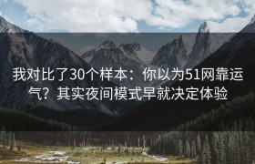 我对比了30个样本：你以为51网靠运气？其实夜间模式早就决定体验