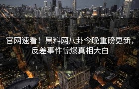 官网速看！黑料网八卦今晚重磅更新，反差事件惊爆真相大白