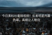 今日黑料社重磅视频！反差明星内幕内幕，真相让人瞠目