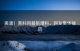 离谱！黑料网最新爆料，网友集体破防