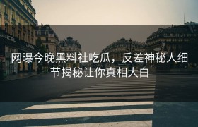 网曝今晚黑料社吃瓜，反差神秘人细节揭秘让你真相大白