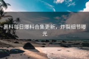 黑料每日爆料合集更新，炸裂细节曝光