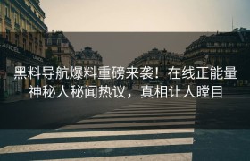 黑料导航爆料重磅来袭！在线正能量神秘人秘闻热议，真相让人瞠目