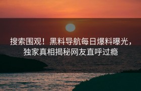 搜索围观！黑料导航每日爆料曝光，独家真相揭秘网友直呼过瘾