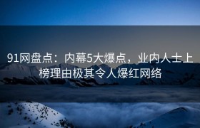 91网盘点：内幕5大爆点，业内人士上榜理由极其令人爆红网络