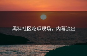黑料社区吃瓜现场，内幕流出