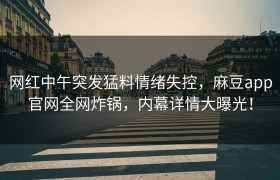 网红中午突发猛料情绪失控，麻豆app官网全网炸锅，内幕详情大曝光！