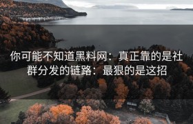你可能不知道黑料网：真正靠的是社群分发的链路：最狠的是这招