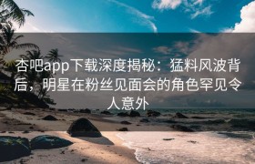 杏吧app下载深度揭秘：猛料风波背后，明星在粉丝见面会的角色罕见令人意外