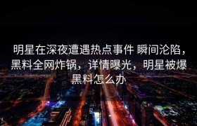 明星在深夜遭遇热点事件 瞬间沦陷，黑料全网炸锅，详情曝光，明星被爆黑料怎么办