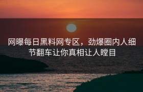 网曝每日黑料网专区，劲爆圈内人细节翻车让你真相让人瞠目