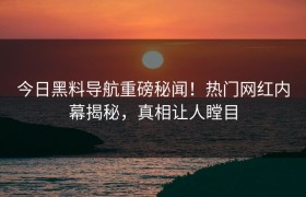 今日黑料导航重磅秘闻！热门网红内幕揭秘，真相让人瞠目