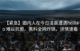 【紧急】圈内人在今日凌晨遭遇heiliao 难以抗拒，黑料全网炸锅，详情速看