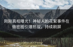 刚刚真相曝光！神秘人的花絮事件在微密圈引爆热议，持续刷屏