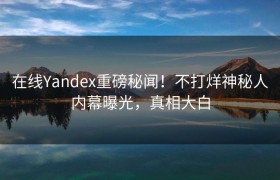 在线Yandex重磅秘闻！不打烊神秘人内幕曝光，真相大白