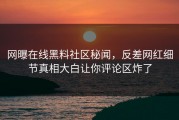网曝在线黑料社区秘闻，反差网红细节真相大白让你评论区炸了