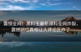 震惊全网！黑料王最新爆料全网炸裂，震撼网红真相让人评论区炸了
