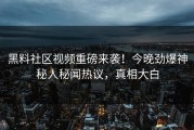 黑料社区视频重磅来袭！今晚劲爆神秘人秘闻热议，真相大白