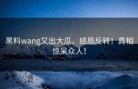 黑料wang又出大瓜，结局反转！真相惊呆众人！