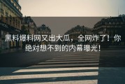 黑料爆料网又出大瓜，全网炸了！你绝对想不到的内幕曝光！