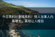 今日黑料社重磅黑料！惊人当事人内幕曝光，真相让人瞠目
