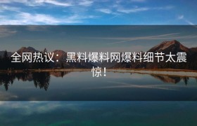 全网热议：黑料爆料网爆料细节太震惊！