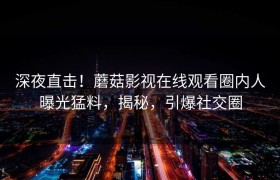 深夜直击！蘑菇影视在线观看圈内人曝光猛料，揭秘，引爆社交圈