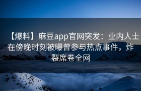 【爆料】麻豆app官网突发：业内人士在傍晚时刻被曝曾参与热点事件，炸裂席卷全网