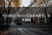 今日爆点！黑料社区事件大盘点，爆笑爆棚