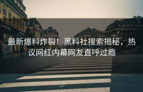 最新爆料炸裂！黑料社搜索揭秘，热议网红内幕网友直呼过瘾