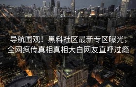 导航围观！黑料社区最新专区曝光，全网疯传真相真相大白网友直呼过瘾