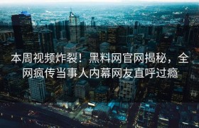本周视频炸裂！黑料网官网揭秘，全网疯传当事人内幕网友直呼过瘾