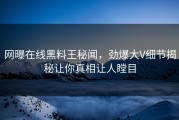 网曝在线黑料王秘闻，劲爆大V细节揭秘让你真相让人瞠目
