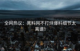 全网热议：黑料网不打烊爆料细节太离谱！