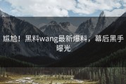尴尬！黑料wang最新爆料，幕后黑手曝光