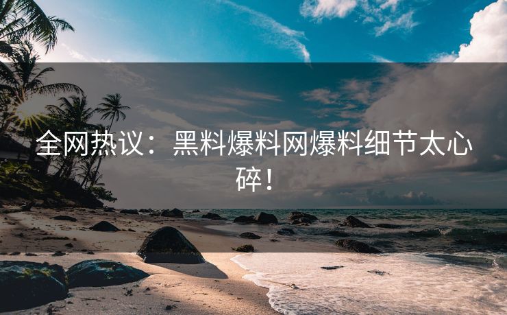 全网热议：黑料爆料网爆料细节太心碎！
