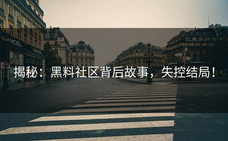 揭秘：黑料社区背后故事，失控结局！