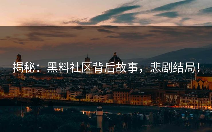 揭秘：黑料社区背后故事，悲剧结局！