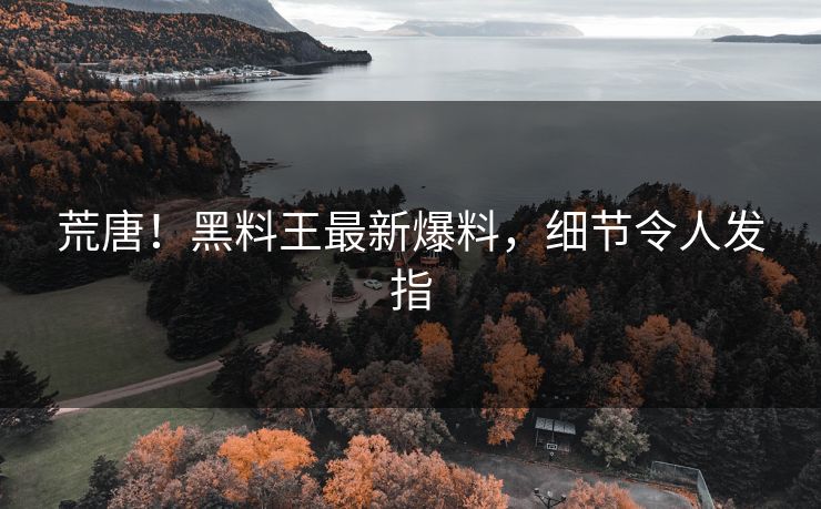 荒唐！黑料王最新爆料，细节令人发指