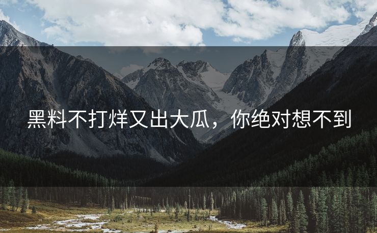 黑料不打烊又出大瓜，你绝对想不到