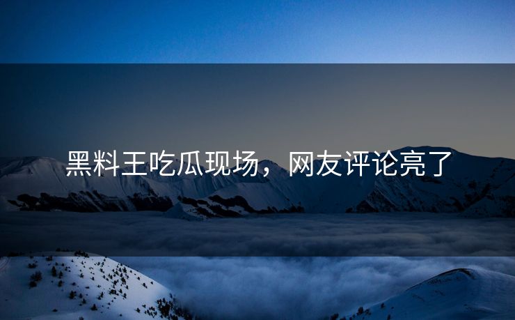 黑料王吃瓜现场，网友评论亮了