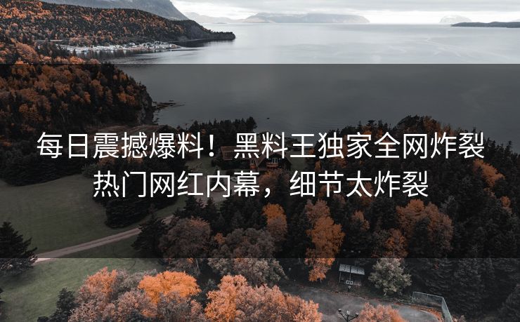 每日震撼爆料！黑料王独家全网炸裂热门网红内幕，细节太炸裂