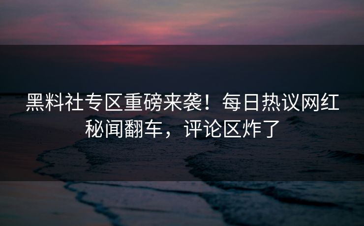 黑料社专区重磅来袭！每日热议网红秘闻翻车，评论区炸了