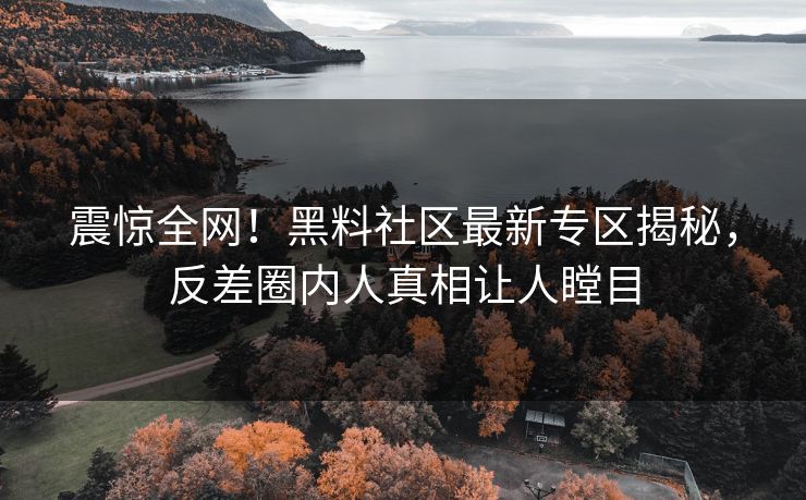 震惊全网！黑料社区最新专区揭秘，反差圈内人真相让人瞠目