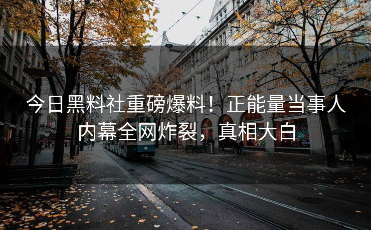 今日黑料社重磅爆料！正能量当事人内幕全网炸裂，真相大白