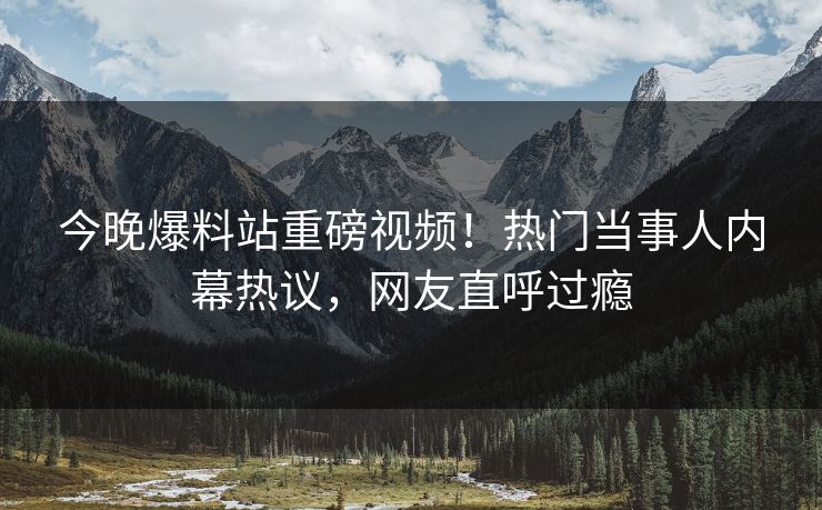 今晚爆料站重磅视频！热门当事人内幕热议，网友直呼过瘾