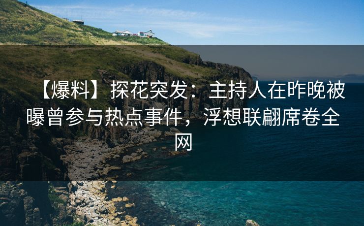 【爆料】探花突发：主持人在昨晚被曝曾参与热点事件，浮想联翩席卷全网