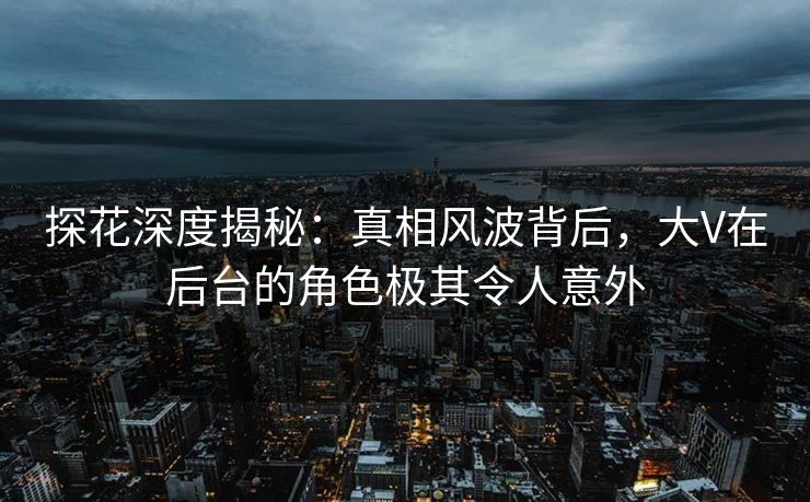 探花深度揭秘：真相风波背后，大V在后台的角色极其令人意外